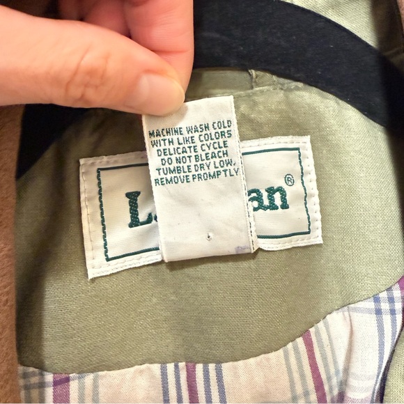 LL Bean Vintage Leather Collar Barn Jacket Olive Small Petite Cottagecore - Picture 6 of 10